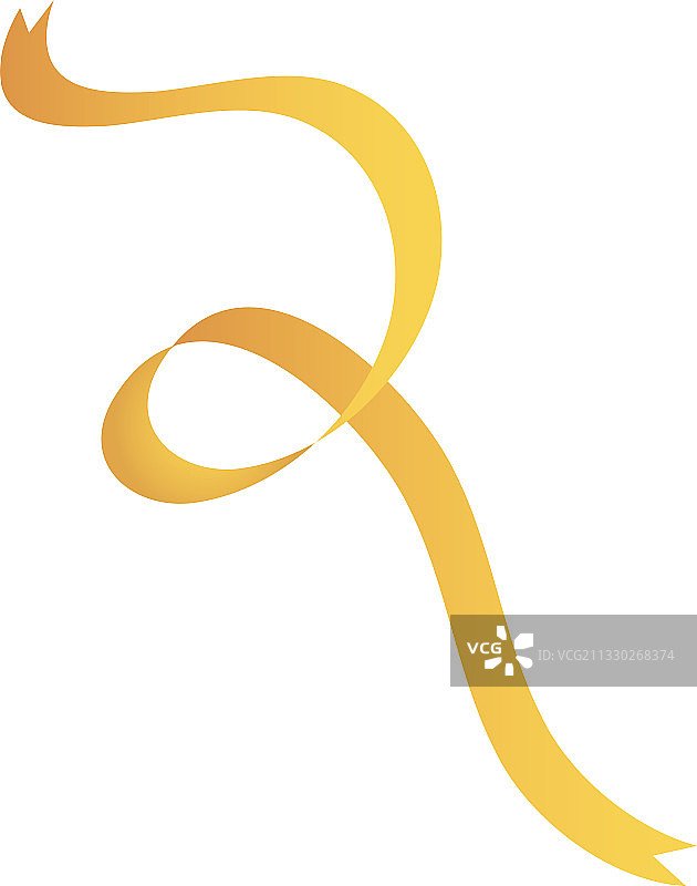 金色丝带装饰图标扁平风格图片素材