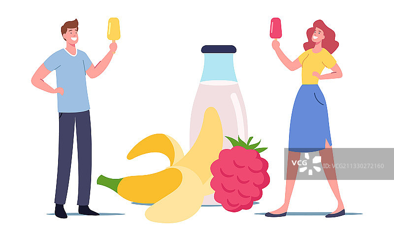 拿着水果冰的迷你人物图片素材