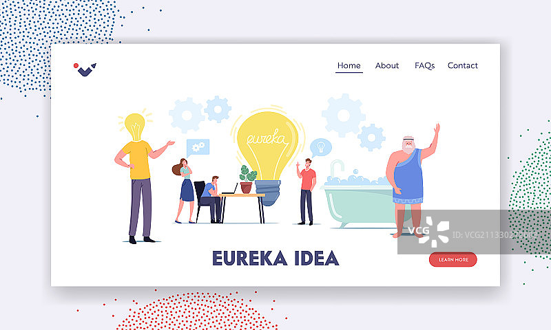 围绕巨大灯泡进行搜索的卡通人物图片素材