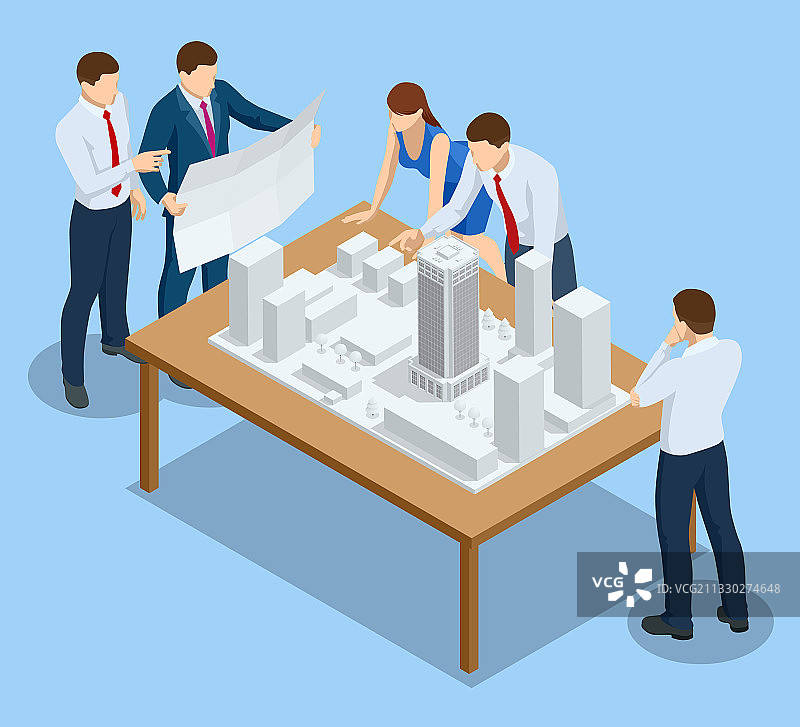 2.5D建筑项目管理概念图片素材