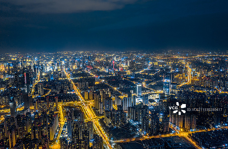 鸟瞰成都夜图片素材