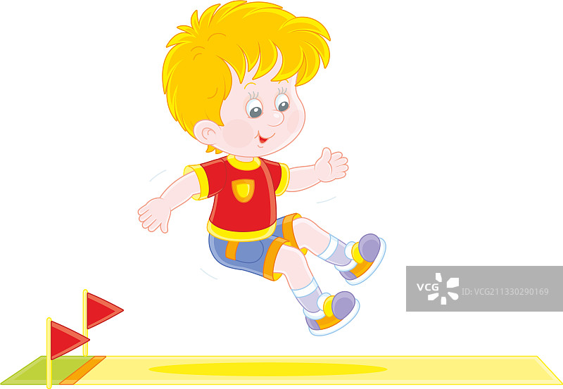 开心的跳远小男孩图片素材