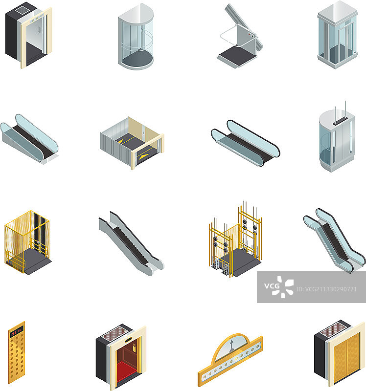 电梯2.5D等距元素合集图片素材