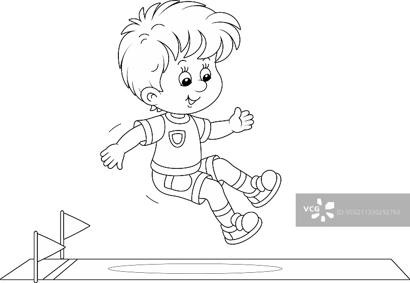 开心的跳远小男孩图片素材