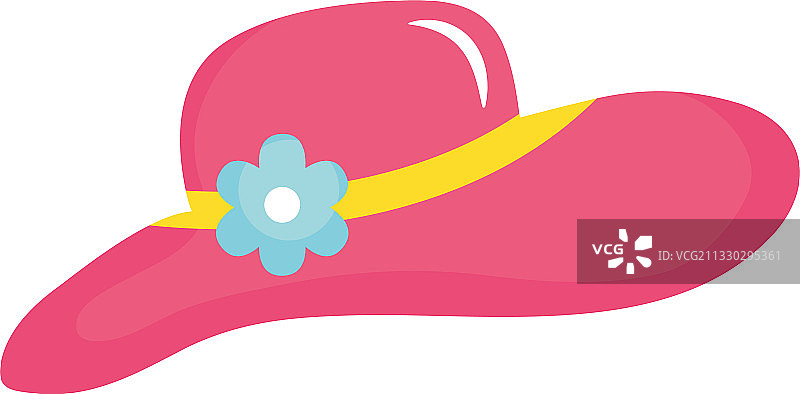 女士沙滩帽图标扁平风格图片素材