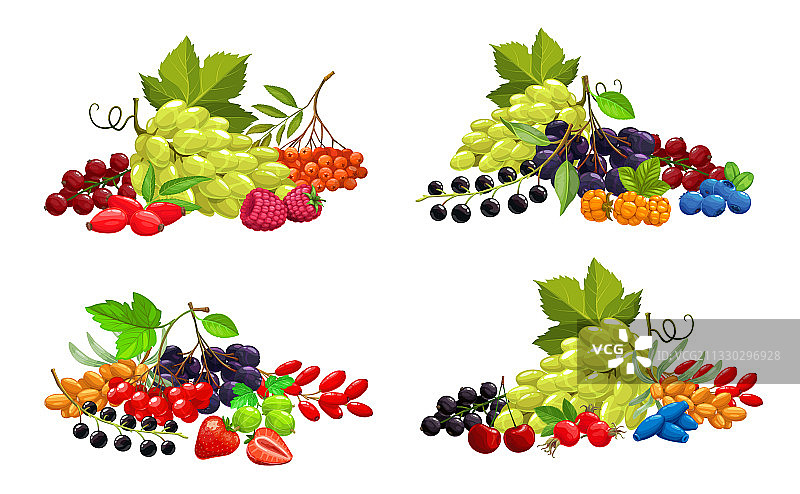 卡通浆果甜美多汁花园作物套装图片素材