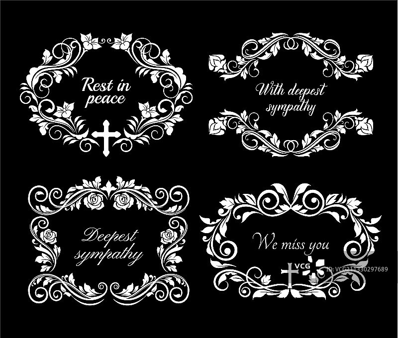 葬礼讣告吊唁卡鲜花花圈图片素材