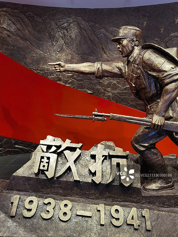 安徽宣城市泾县云岭新四军军部大会堂旧址，新四军在皖南陈列展图片素材