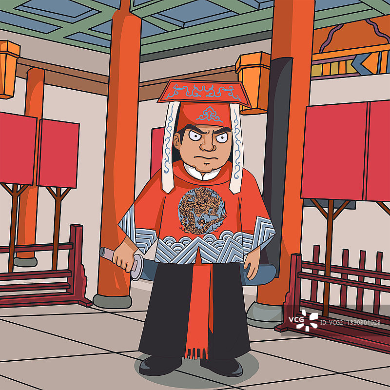 古代武士将军人物形象插画图片素材