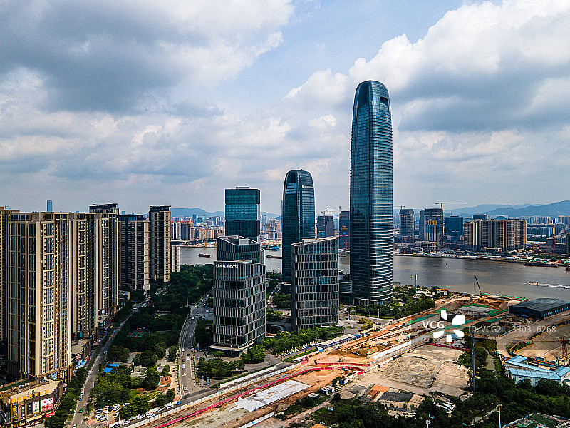 中国广州琶洲CBD商务建筑群航拍风光图片素材
