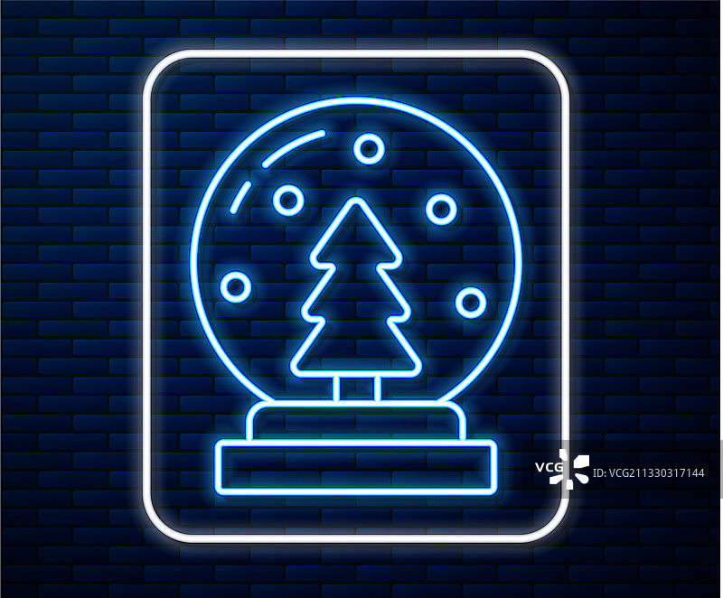 发光霓虹灯圣诞节雪花玻璃球图片素材