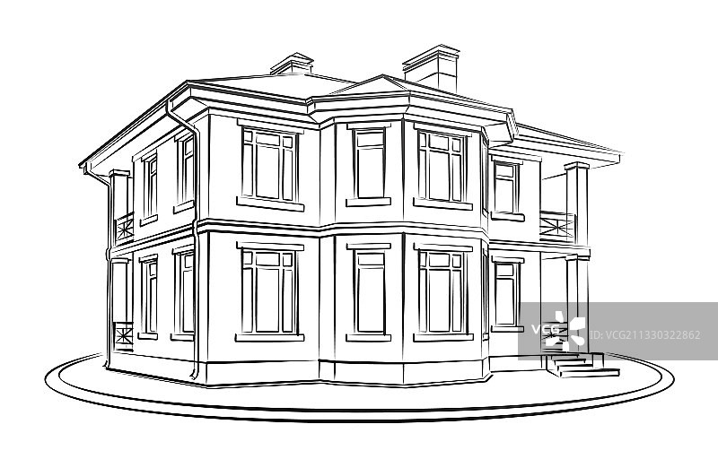大房子素描图片素材