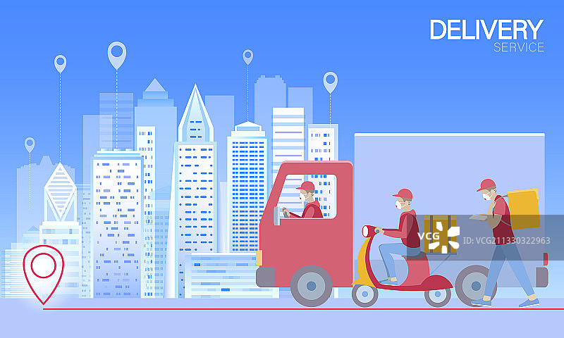 卡通送货车运输素材图片素材