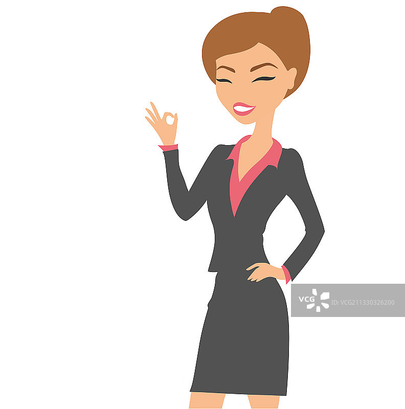 可爱的女商人展示OK手势图片素材