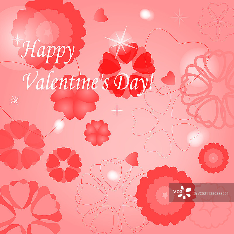 抽象粉色闪光花朵和文字图片素材