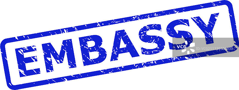 带有遇险表面和圆角的大使馆印章图片素材