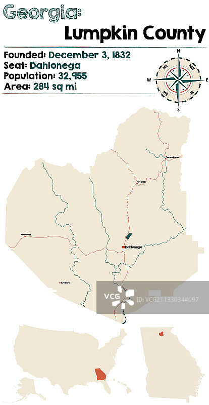 佐治亚州伦普金县地图图片素材
