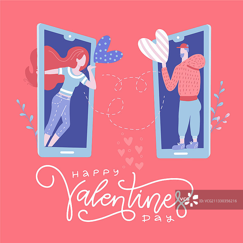 女人和男人通过在线视频通话连接图片素材