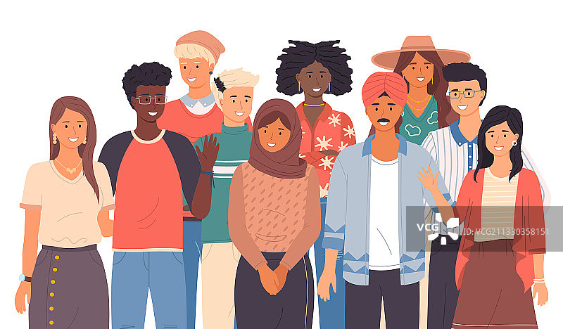 友好的多国人士互相问候图片素材