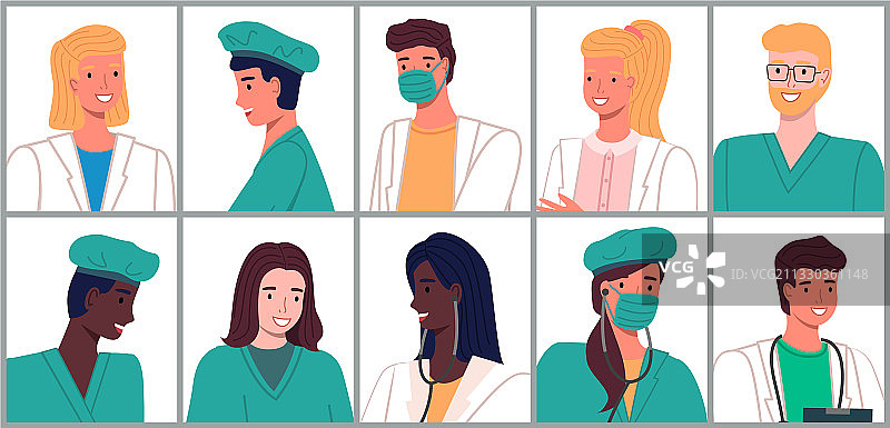 医生和护士人物扁平风格合集图片素材