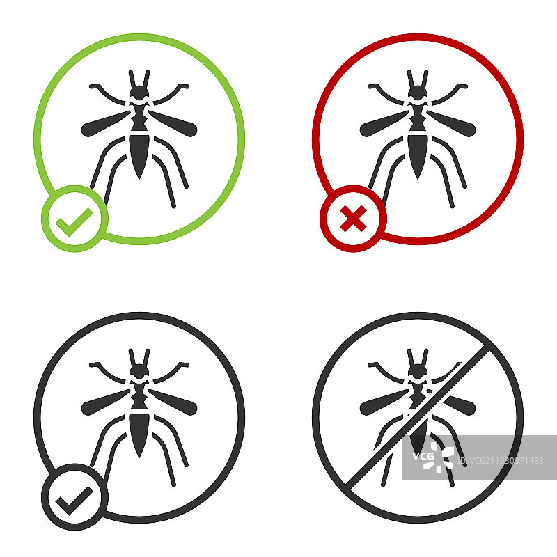 白色背景上的黑色蚊子图标图片素材