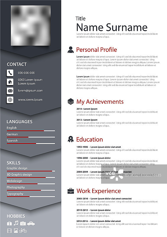 带书签的个人简历图片素材