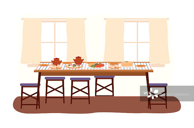 扁平风格餐厅设计图片素材