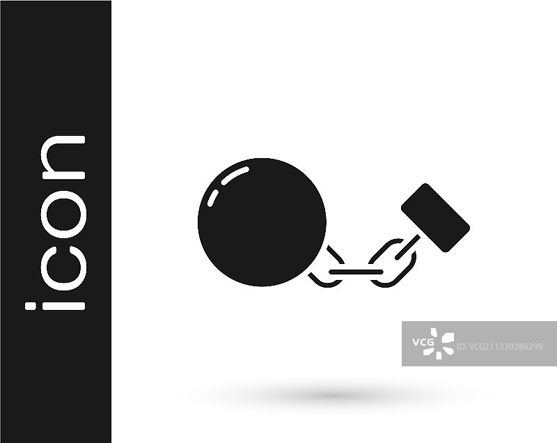 白色背景上孤立的链条上的黑球图标图片素材