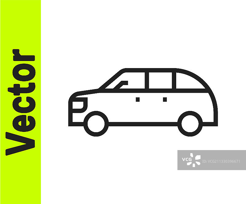 白色背景上的黑色线条掀背车图标图片素材