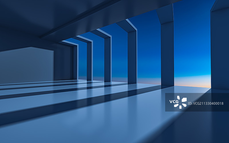 蓝色建筑三维空间背景图片素材