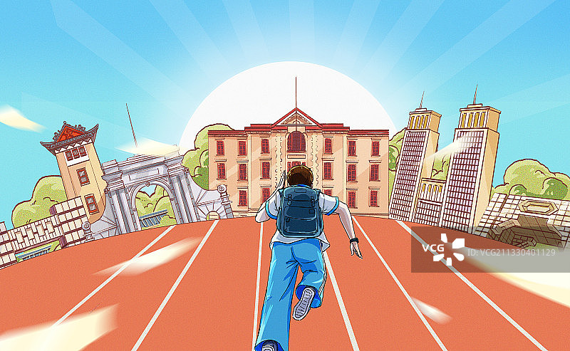 加油高考创意插画图片素材