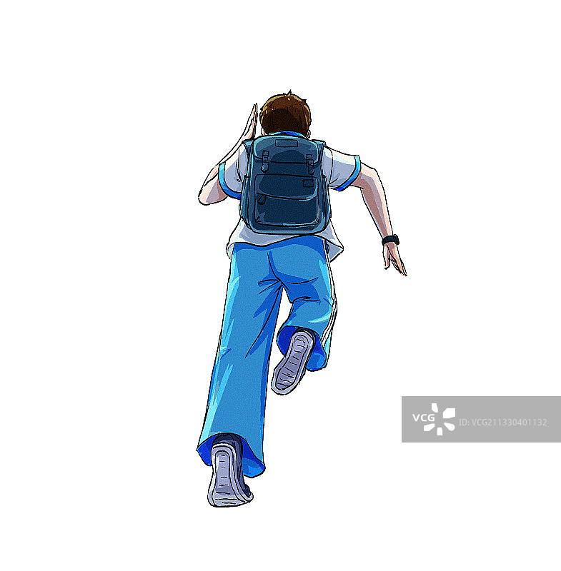 学生奔跑插画图片素材