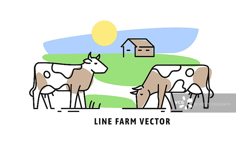 农场奶牛线条图标图片素材