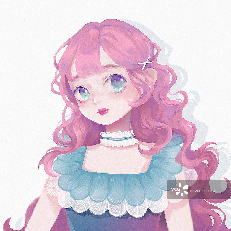 粉红头发的梦幻女孩图片素材