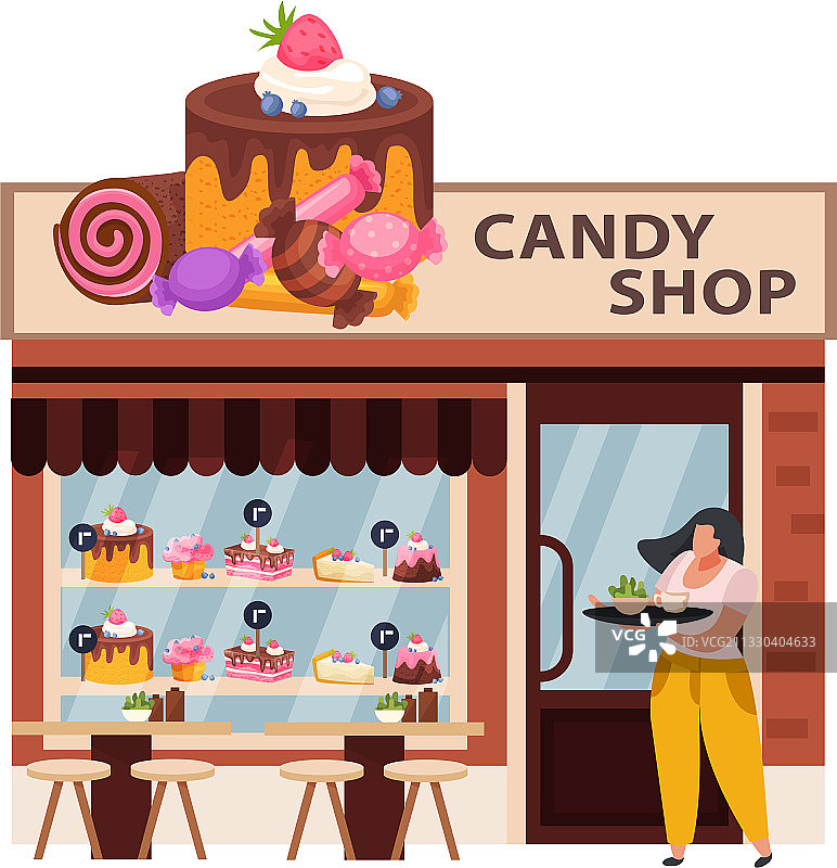 糖果店扁平风格设计图片素材