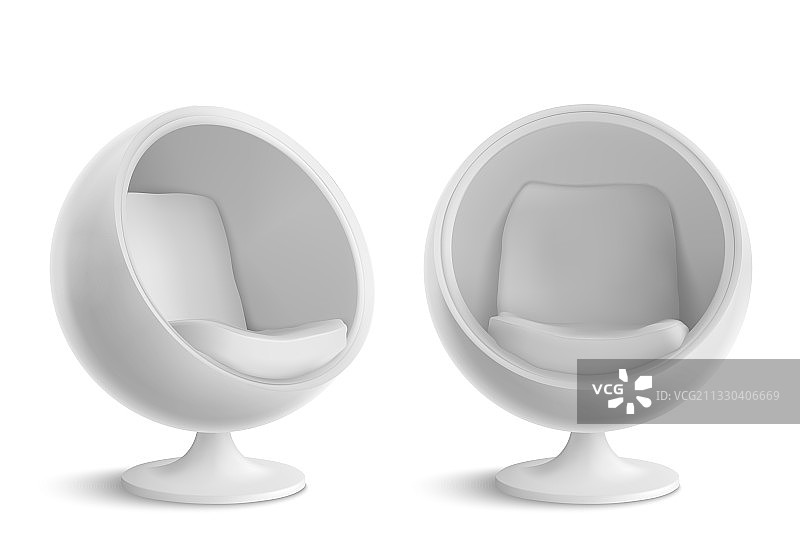 白色球形椅设计师蛋形扶手椅图片素材