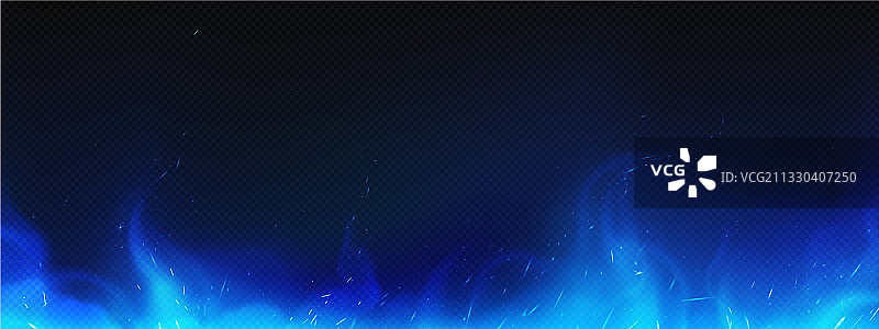 逼真的蓝色火焰边框燃烧火焰剪贴画图片素材