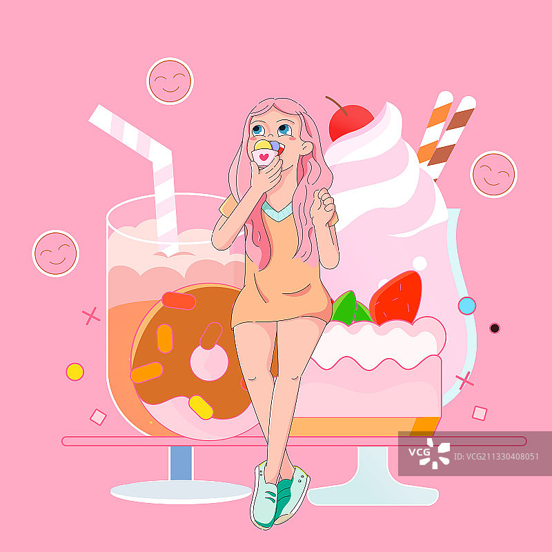 年度总结关键词甜文本矢量插画设计横图图片素材