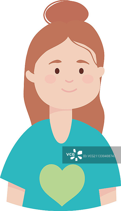 卡通女人微笑图标扁平风格图片素材