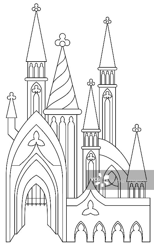 黑白梦幻涂色书页图片素材