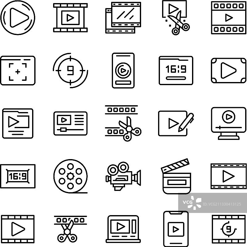 蒙太奇图标集线稿风格图片素材
