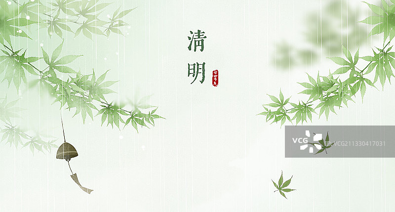 清明中式横版二十四节气插画图片素材