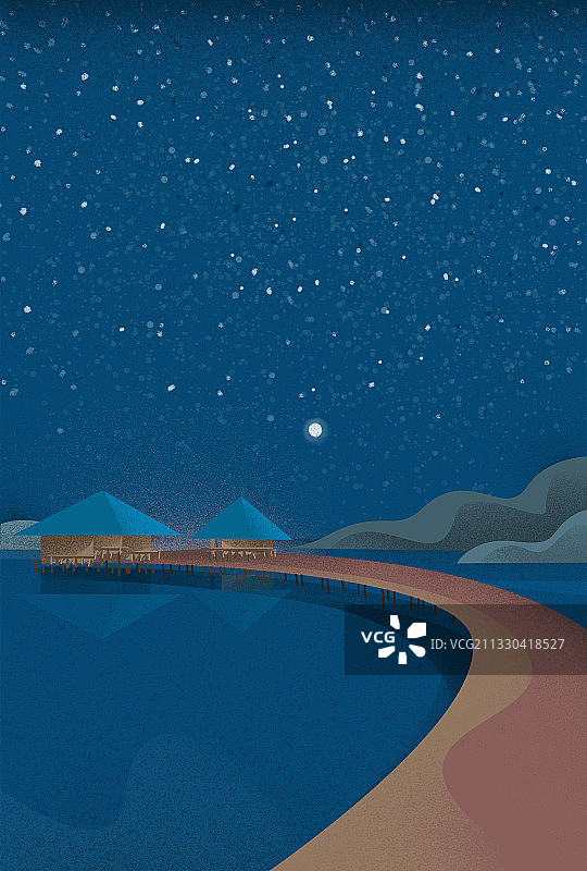 海岛夜景图片素材