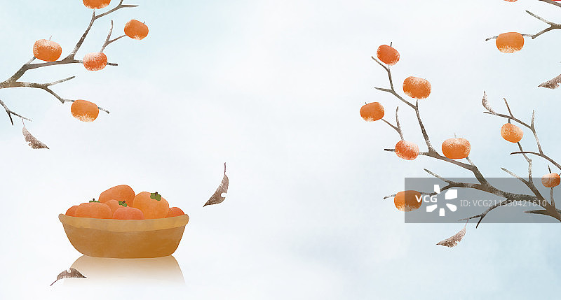 霜降中式横版节气插画图片素材