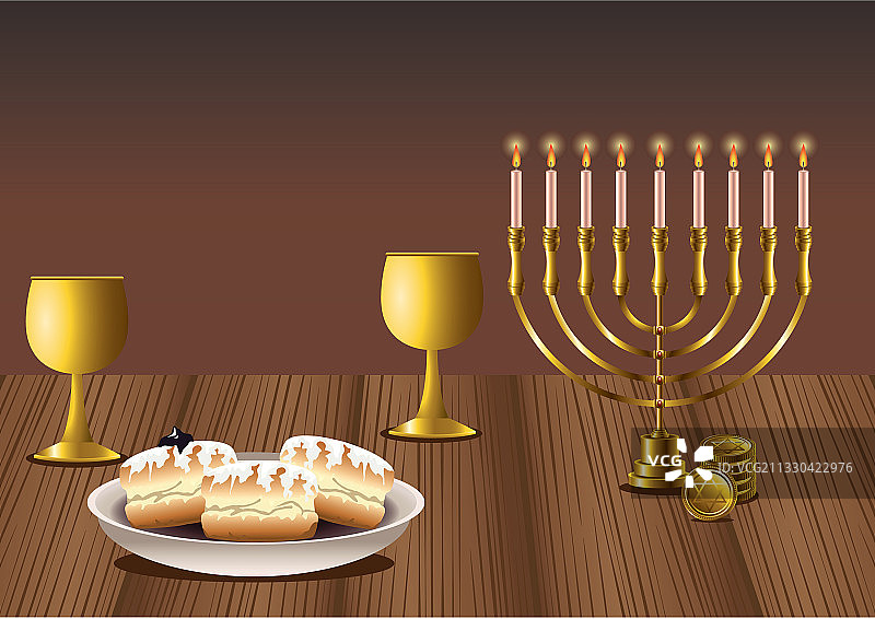 带有枝形吊灯的光明节庆祝活动图片素材