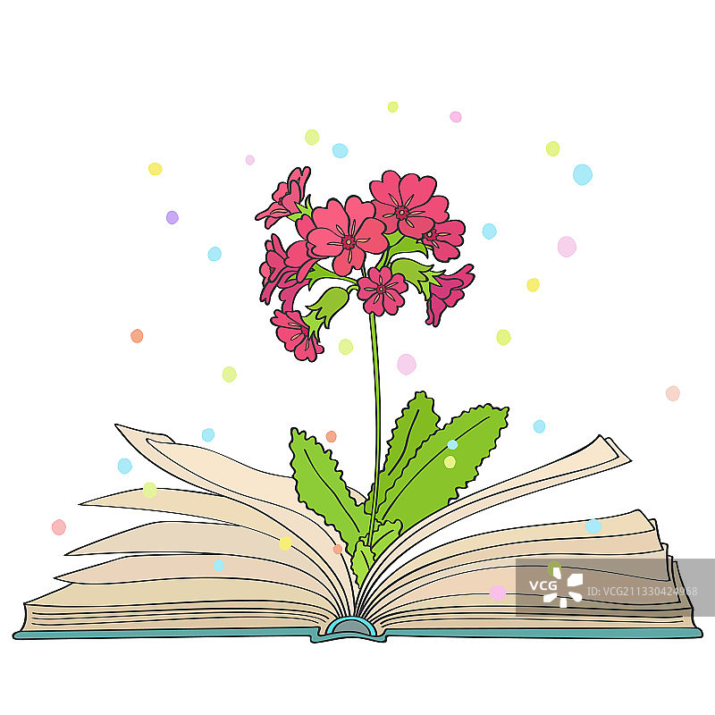 书本中绽放的春季魔法花朵图片素材