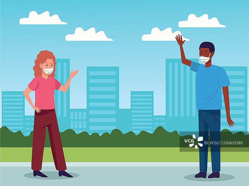 戴口罩的跨种族夫妇图片素材