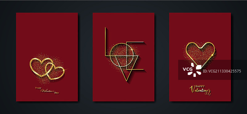 情人节贺卡金色心形标志图片素材