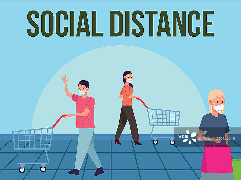新冠疫情预防宣传的社交疏离图片素材