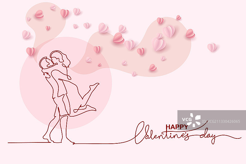 情人节单线卡片图片素材